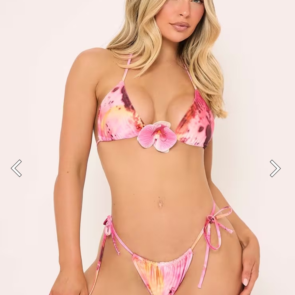 EGO Pink and Orange Ruffled Bikini Set